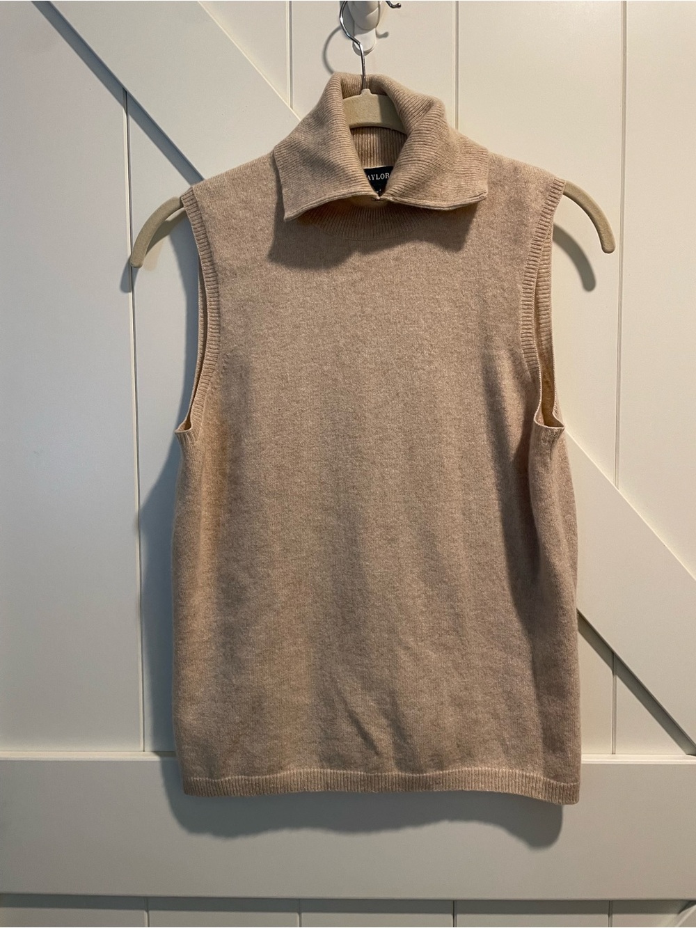 Ann Taylor Cashmere Mock Neck Sweater Vest - Light Beige